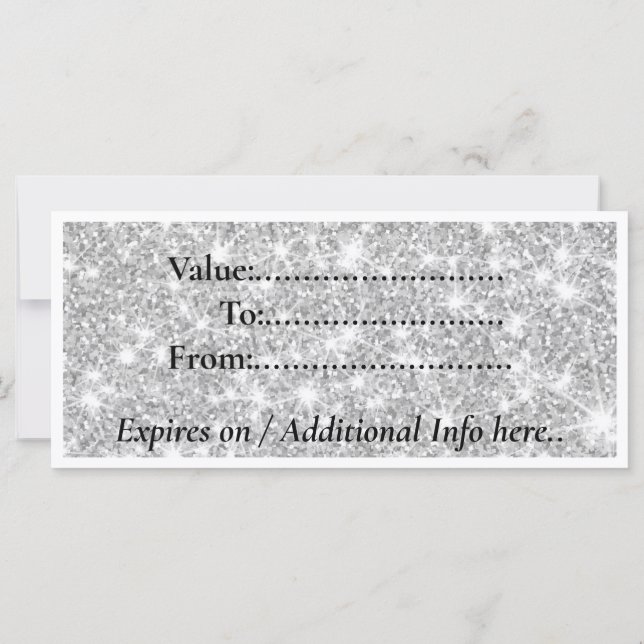 Tarjeta de regalo de salón con brillo de plata mod (Reverso)