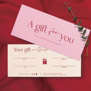 Tarjeta de regalo de salón de belleza rosa Bush