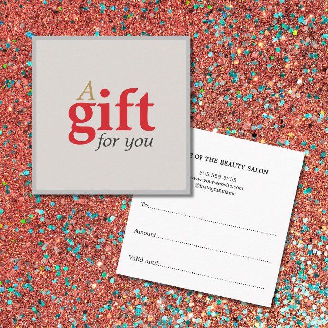 Tarjeta de regalo de salón de belleza simple y ele (Subido por el creador)