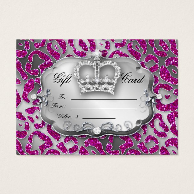 Tarjeta de regalo de salón Jewelry Leopardo rosa c (Frente)