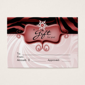Tarjeta de regalo de salón Spa Zebra Animal Red Bl