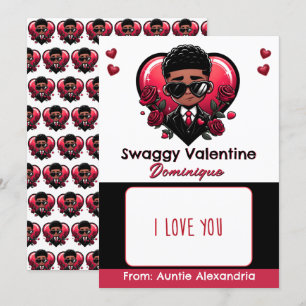 Tarjeta de regalo de San Valentín para niño afroam