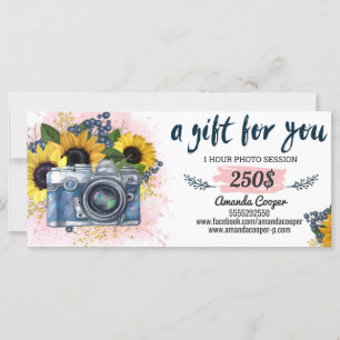 Tarjeta de regalo de sesión fotográfica Tarjeta de