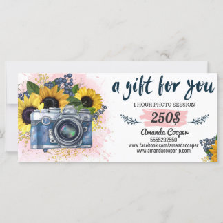 Tarjeta de regalo de sesión fotográfica Tarjeta de