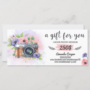 Tarjeta de regalo de sesión fotográfica Tarjeta de