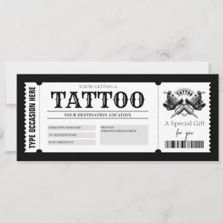 Tarjeta de regalo de tatuaje editable Vale de tint