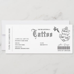 Tarjeta de Regalo de Tatuaje Simple Get Inked Vouc