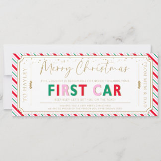 Tarjeta de regalo de voucher de primer coche de Na