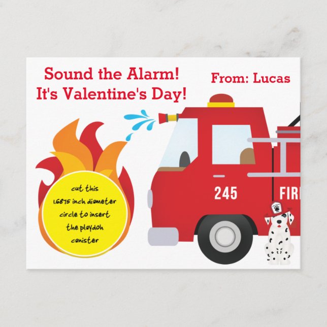 Tarjeta de regalo del bombero Valentine Play Doh (Anverso)