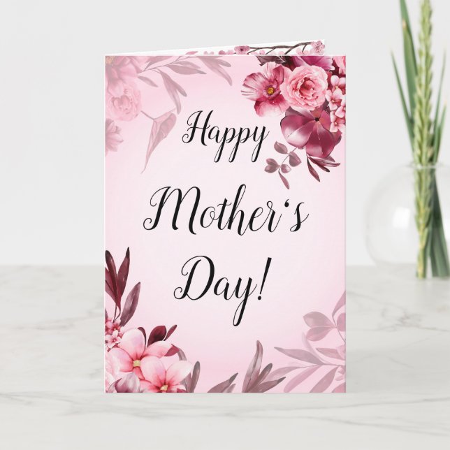 Tarjeta de regalo del Día de la Madre Floral Rosa  (Anverso)