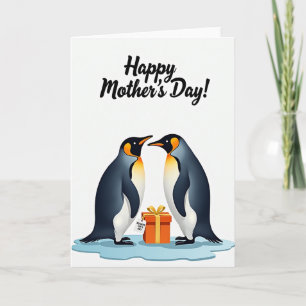 Tarjeta de Regalo del Día de las Madres Pingüino