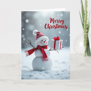 Tarjeta de regalo del muñeco de nieve de Navidad