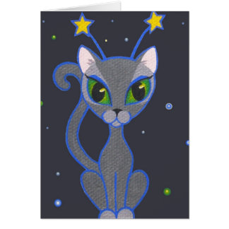 "tarjeta de regalo del negro del gatito del