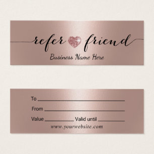 Tarjeta de regalo del spa Heart Salon Rosa Gold Pu