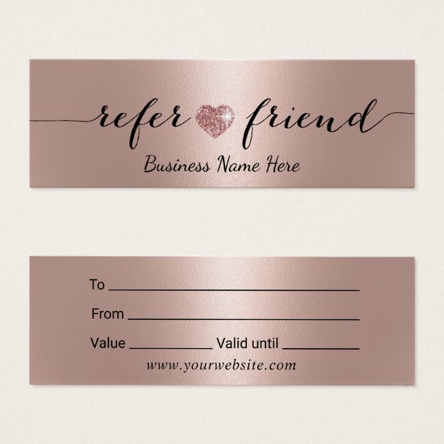 Tarjeta de regalo del spa Heart Salon Rosa Gold Pu (Anverso y reverso)