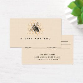Tarjeta de regalo Elegante y Minimalista de la bee