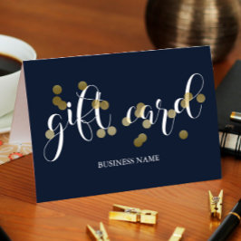 Tarjeta de regalo Faux Gold Confetti y Dark Blue