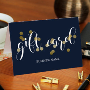 Tarjeta de regalo Faux Gold Confetti y Dark Blue