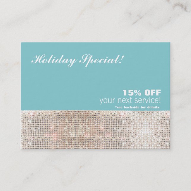 Tarjeta de regalo Faux Sequins Salon and Spa Holid (Anverso)