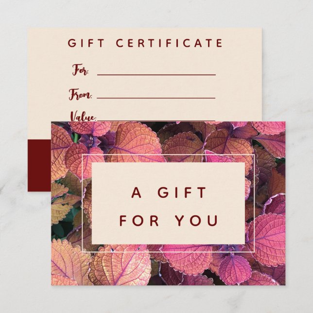 Tarjeta de regalo floral de personalizable (Anverso / Reverso)