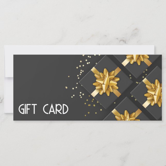 Tarjeta de regalo Gold Bow Festive Black Gift Box (Anverso)
