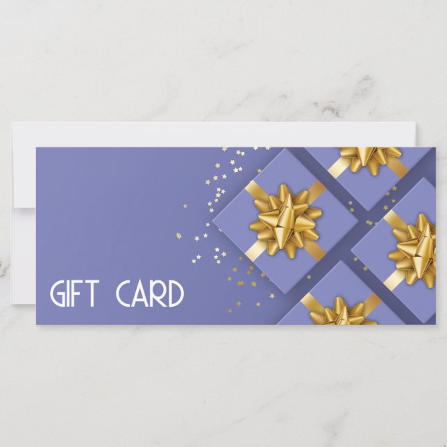 Tarjeta de regalo Gold Bow Festive Blue Gift Box (Anverso)