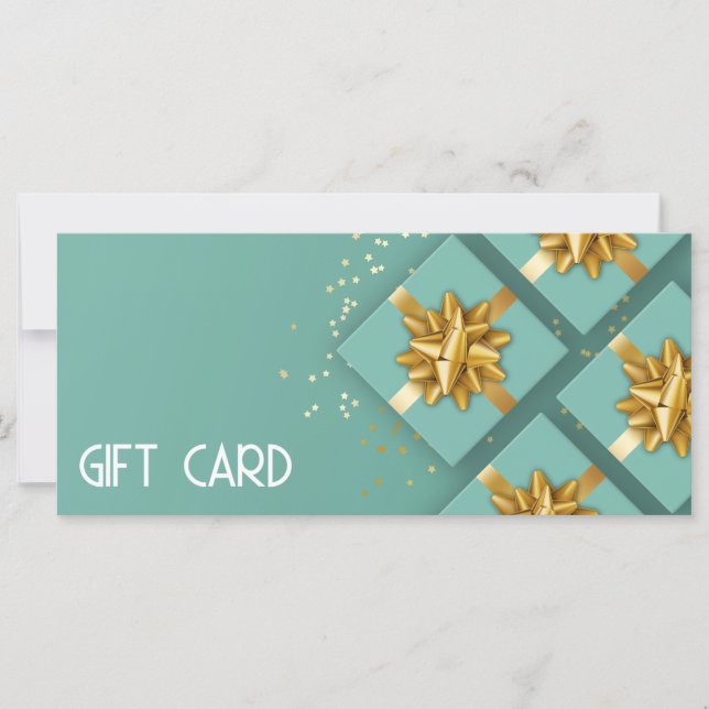 Tarjeta de regalo Gold Bow Festive Moderno Mint Gi (Anverso)