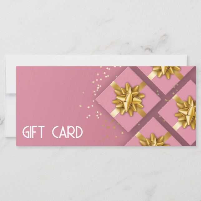 Tarjeta de regalo Gold Bow Festive Moderno Pink Gi (Anverso)