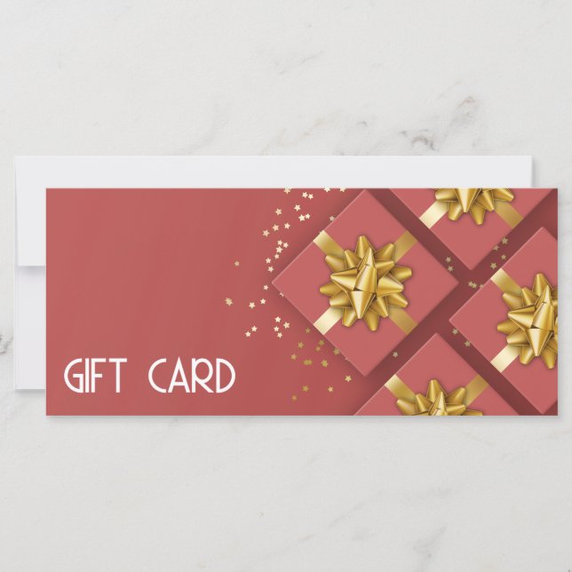 Tarjeta de regalo Gold Bow Festive Red Gift Box (Anverso)