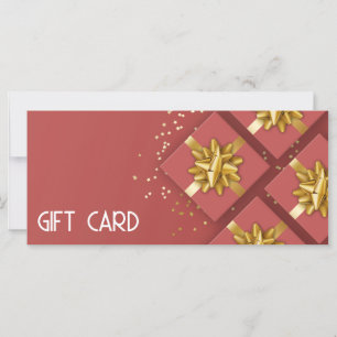 Tarjeta de regalo Gold Bow Festive Red Gift Box