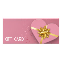 Tarjeta de regalo Gold Bow Lovely Pink Heart Gift