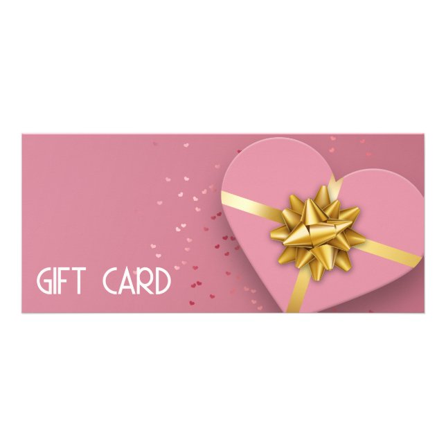 Tarjeta de regalo Gold Bow Lovely Pink Heart Gift  (Frente)