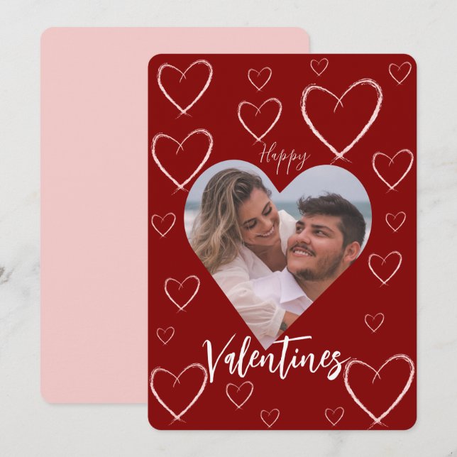 Tarjeta de regalo Heart Frame Happy Valentines Day (Anverso / Reverso)