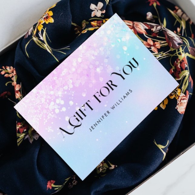 Tarjeta de regalo Holo Purpurina Pastel Elegant Ce (Subido por el creador)