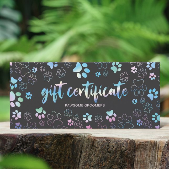 Tarjeta de regalo Holográfica Paw Print Dog Groome (Subido por el creador)