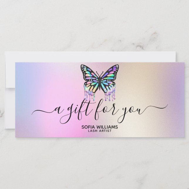 Tarjeta de regalo Holograph Butterfly Certificado  (Anverso)