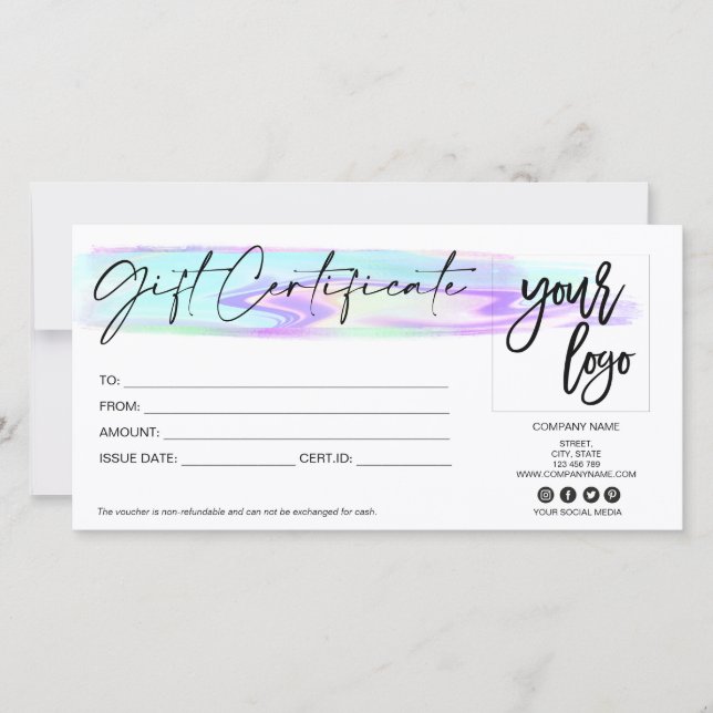 tarjeta de regalo iridiscente holográfica añadir l (Anverso)