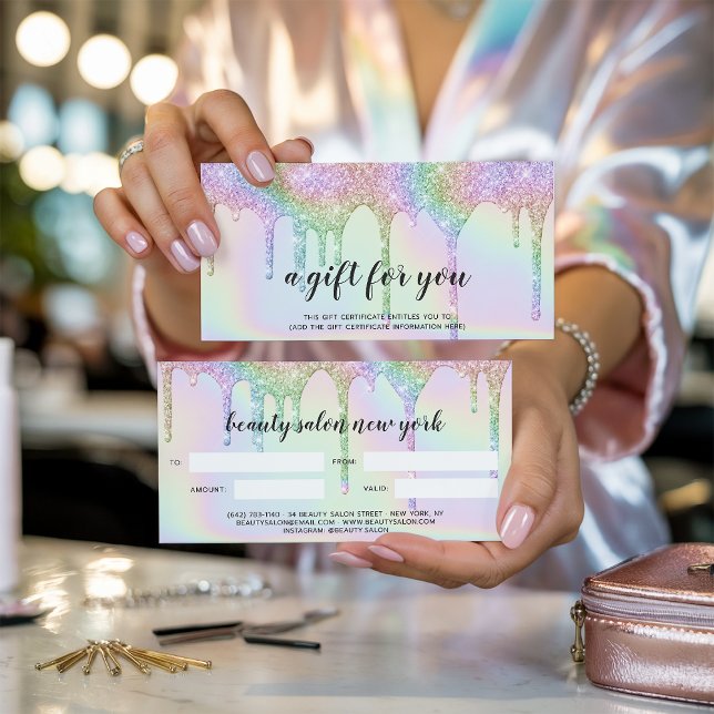 Tarjeta de regalo irlandés purpurina unicornio got (Iridescent gift card unicorn glitter drips glam)