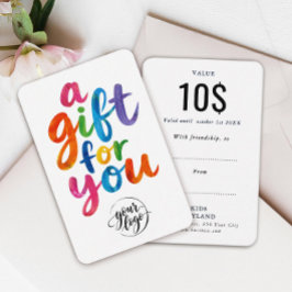 Tarjeta de regalo moderna con descuento con escrit