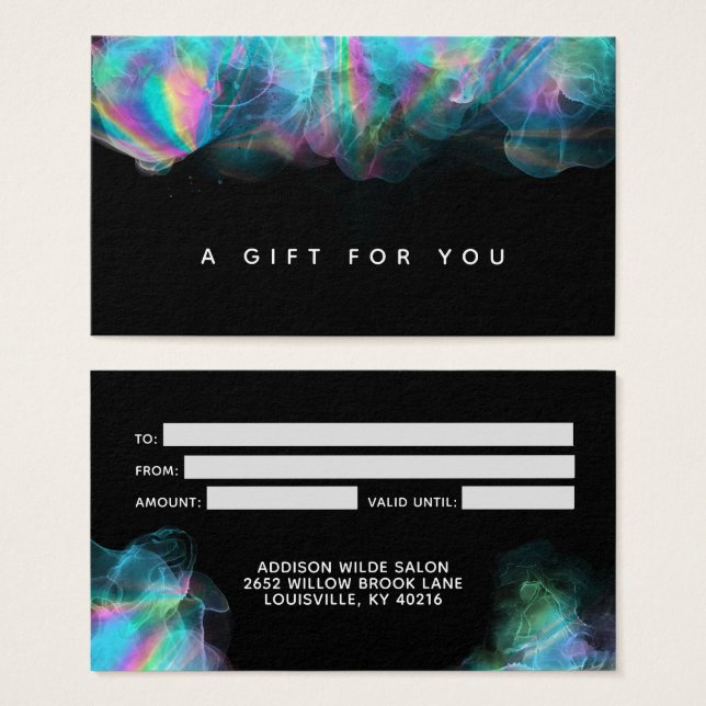 Tarjeta de regalo moderna Holográfica de tinta de  (Anverso y reverso)