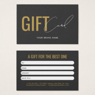 Tarjeta de regalo moderna profesional gris dorado 