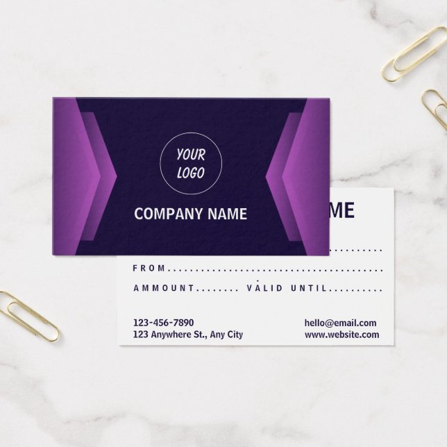 Tarjeta De Regalo Moderno Morado Y Blanco (Oficina)