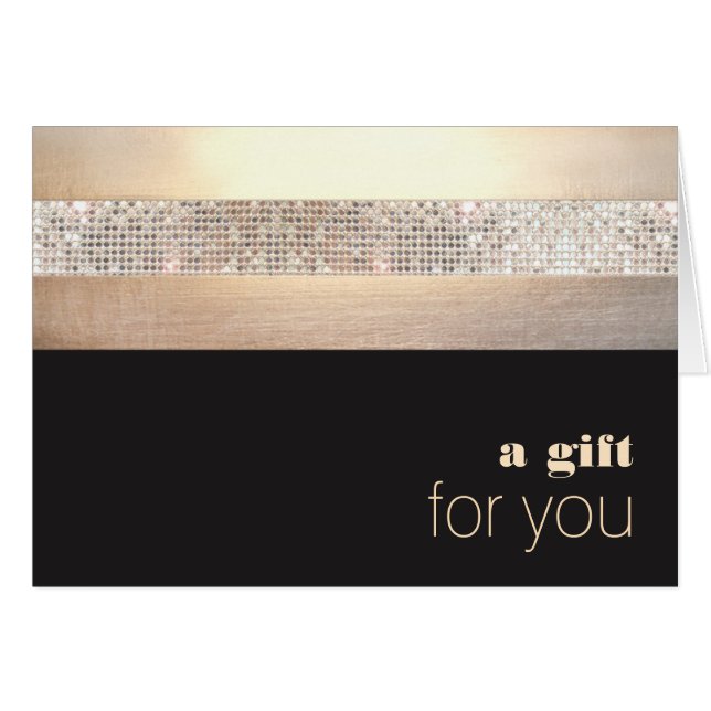 Tarjeta de regalo negro de oro secuencial elegante (Anverso (Horizontal))