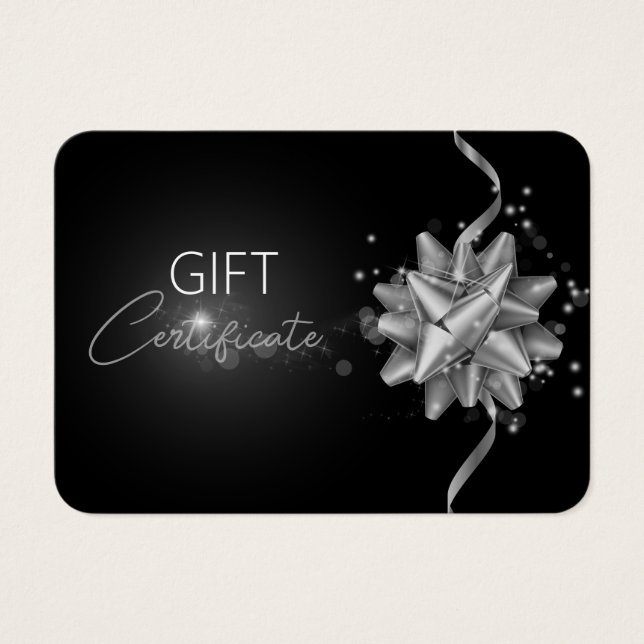 Tarjeta de regalo negro elegante y elegante de Sil (Frente)