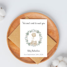 Tarjeta de regalo para baby shower de sombrero y b