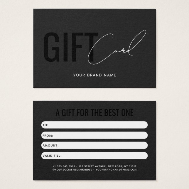 Tarjeta de regalo para cliente gris negro profesio (Anverso y reverso)
