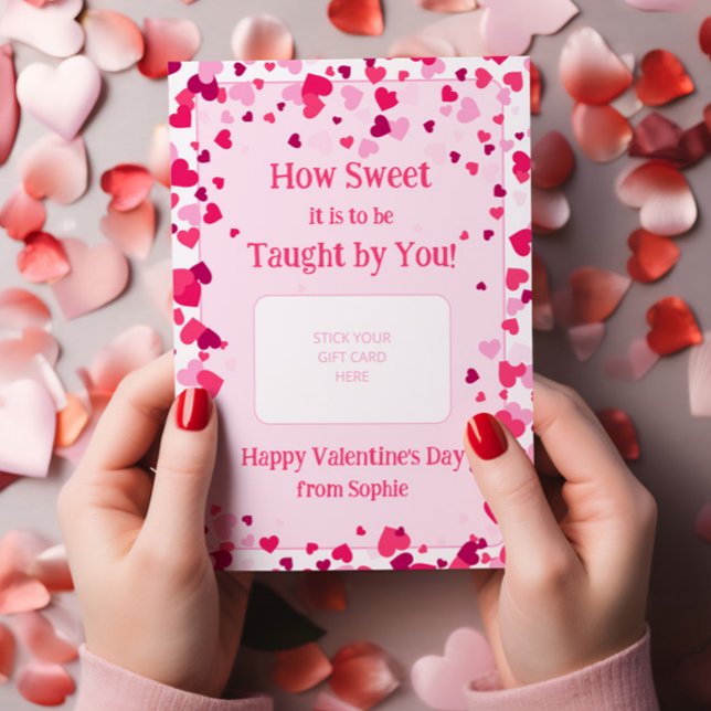 Tarjeta de regalo para el Día de San Valentín para (How Sweet it is to be Taught by You! (editable) Personalized Valentine's Gift Card Holder)