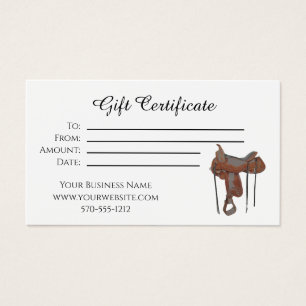 Tarjeta de regalo para la silla de equitación