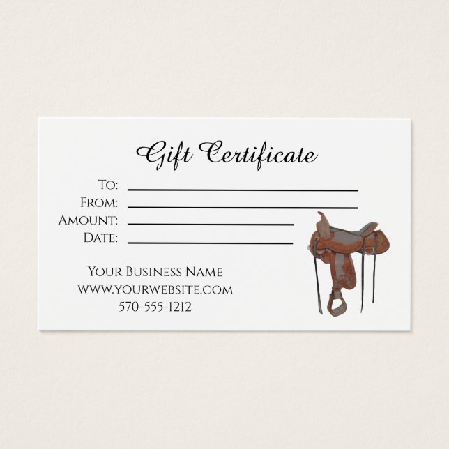 Tarjeta de regalo para la silla de equitación (Frente)