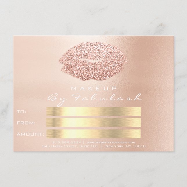 Tarjeta de regalo para los labios de maquillaje de (Anverso)